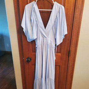 Women Summer Casual Dress Flowy Boho Short Sleeve Maxi Dress
